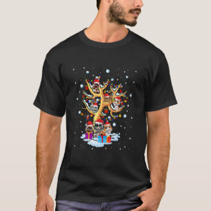 Camiseta Árbol de gato navidad Navidad enciende nieve de Sa