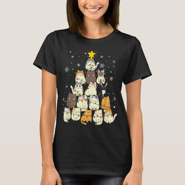 Camiseta Árbol de gatos para gatos de navidad para gatos (Anverso)