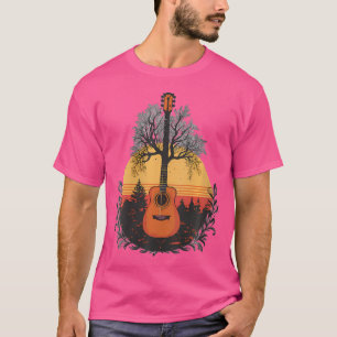 Camiseta Árbol De Guitarra Acústica De Armonía De La Natura