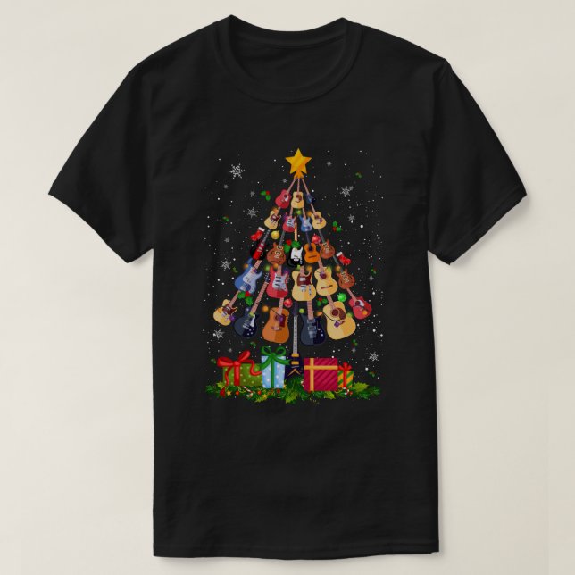 Camiseta Árbol de guitarra navidades - Regalos de guitarra  (Diseño del anverso)