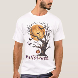 Camiseta Árbol de Halloween y Jack-o'-Lantern de calabaza