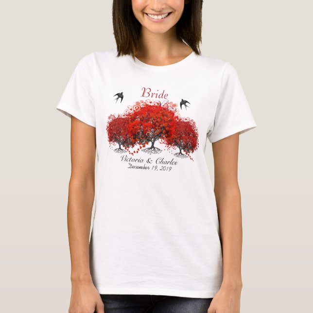 Camiseta Árbol de Hoja de Corazón Rojo (Anverso)