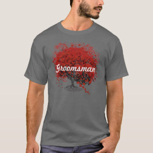 Camiseta Árbol de hojas del corazón rojo