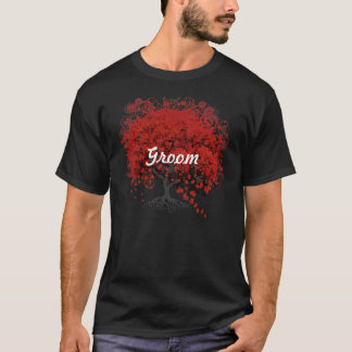 Camiseta Árbol de hojas del corazón rojo