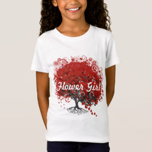 Camiseta Árbol de hojas del corazón rojo