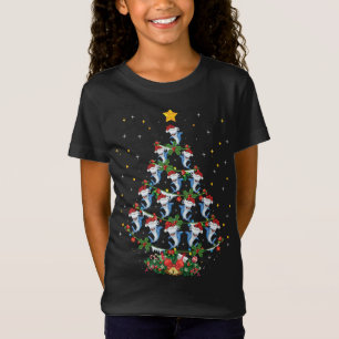 Camiseta Árbol de iluminación de Navidad Santa Hat Hammerhe