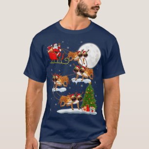 Camiseta Árbol de iluminación navideño Santa Riding Bulldog