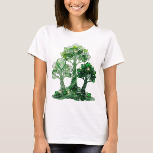 Camiseta Árbol de joyería verde esmeralda verde que llama l