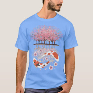 Camiseta Árbol de Koi Sakura al revés cerezo florece en Jap