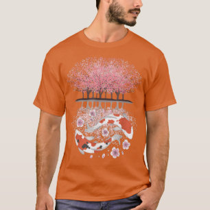 Camiseta Árbol de Koi Sakura al revés cerezo florece en Jap