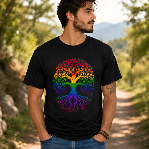 Camiseta Árbol de la Vida Artístico Vibrante Arcoíris
