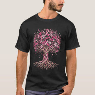Camiseta Árbol de la Vida Cinta Rosa Conciencia del Cáncer