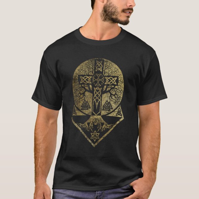 Camiseta Árbol de la vida - Yggdrasil y cruz céltica (Anverso)