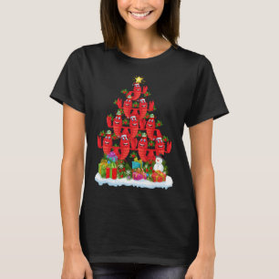Camiseta Árbol de langosta de pescadería de Navidad ilumina