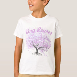 Camiseta Árbol de lavanda de hoja de corazón boda de pájaro