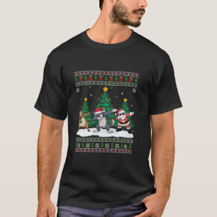 Camiseta Árbol de lobo de reno de Santa Claus enciende feas