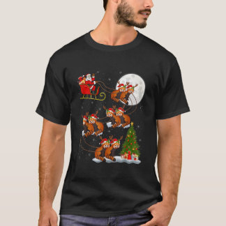 Camiseta Árbol de luces con Santa montando un Panda Rojo