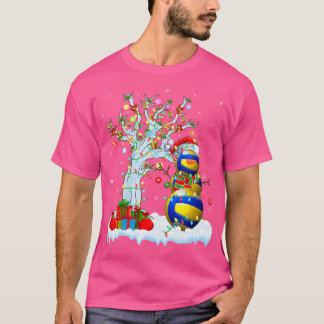 Camiseta Árbol de Luces de Navidad Muñeco de Nieve Divertid