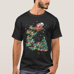 Camiseta Árbol de luces de Navidad Santa montando trineo de