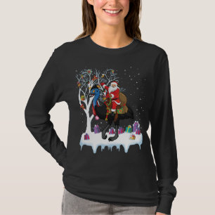Camiseta Árbol de luces divertidas de Navidad Santa montand