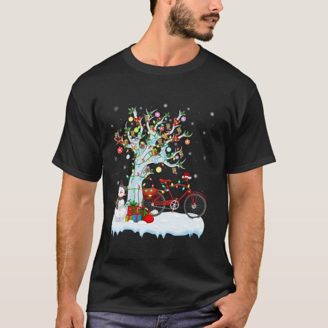 Camiseta Árbol de luz de Navidad para bicicleta Santa Hat B (Anverso)