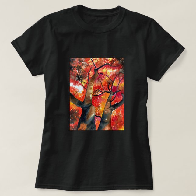 Camiseta Árbol de maíz japonés de color de agua (Diseño del anverso)