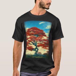 Camiseta Árbol de Maples Rojos de cuento de hadas japonesas