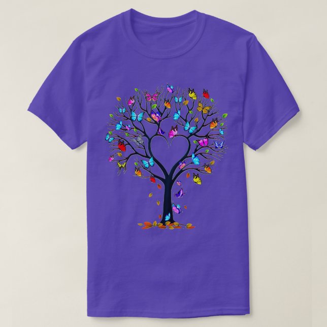 Camiseta Árbol de mariposa Hermoso Corazón de Mariposa (Diseño del anverso)