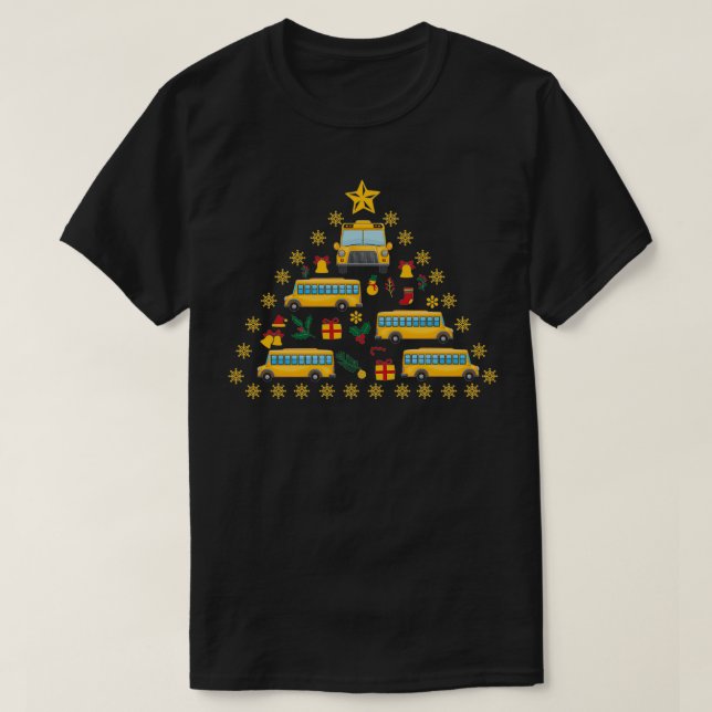 Camiseta Árbol de Navidad 1 del conductor del autobús escol (Diseño del anverso)