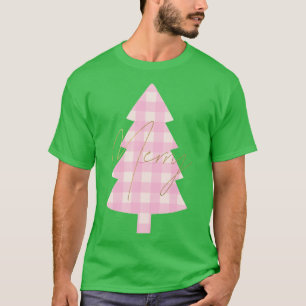 Camiseta Árbol de Navidad Alegre de Cuadro Rosa