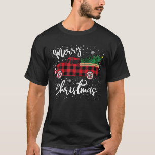 Camiseta Árbol de Navidad Alegre en Camión de Cuadro de Búf
