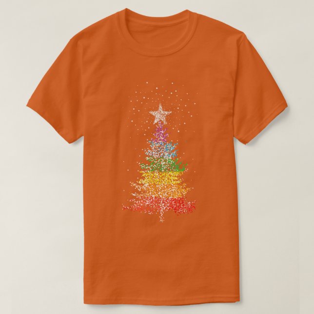 Camiseta Árbol de Navidad arcoiris colores LGBTQ (Diseño del anverso)