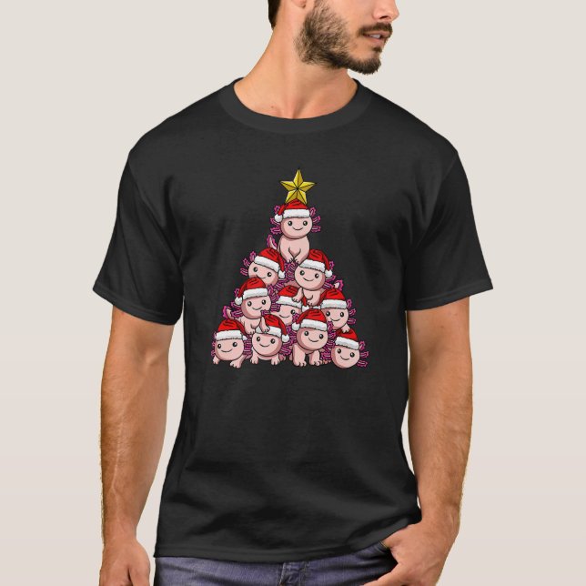 Camiseta Árbol De Navidad Axolotl Árbol Cuto Hecho De Axolo (Anverso)