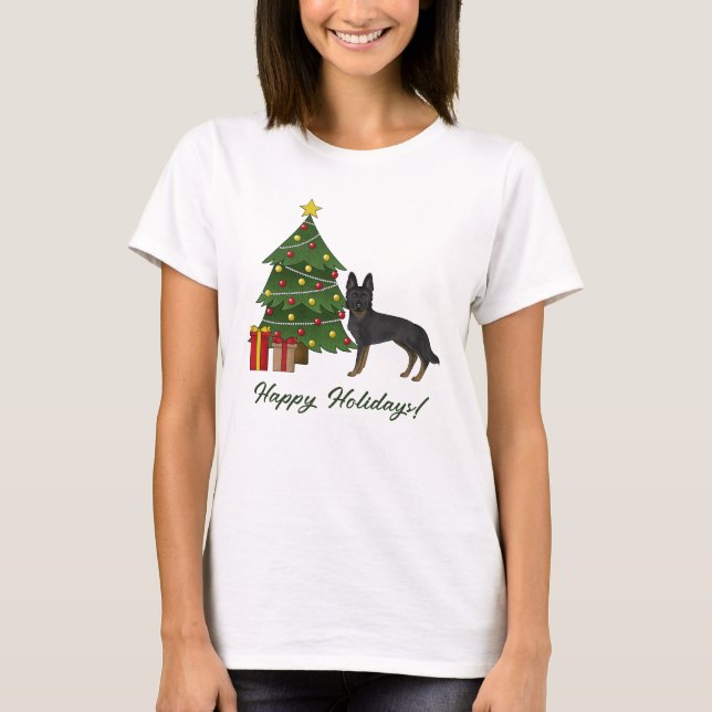Camiseta Árbol de Navidad Bi-Black German Shepherd (Anverso)