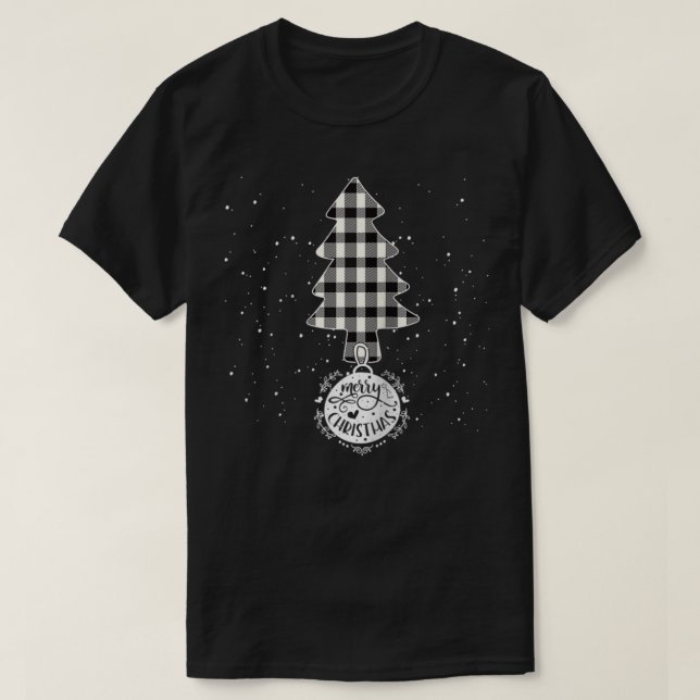 Camiseta Árbol de Navidad Blanco Negro Búfalo Plaid Tree Me (Diseño del anverso)