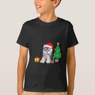 Camiseta árbol de Navidad, cachorro de Yorkshire y regalos