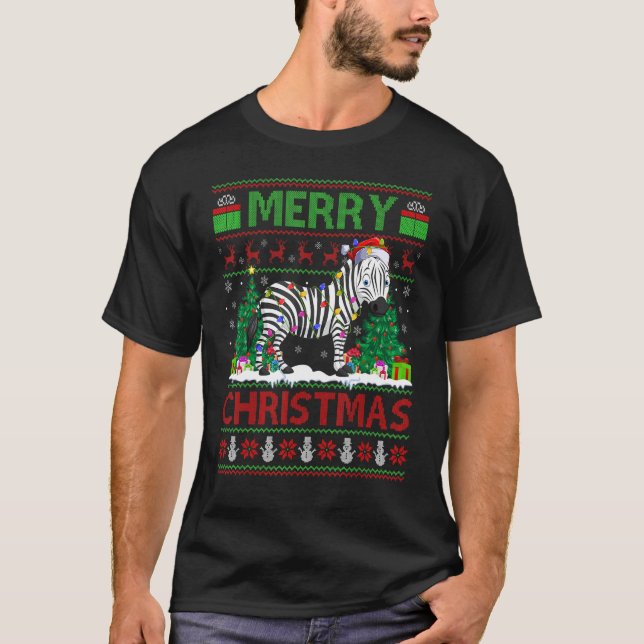 Camiseta Árbol de navidad cebra la fea navidad de Santa Zeb (Anverso)