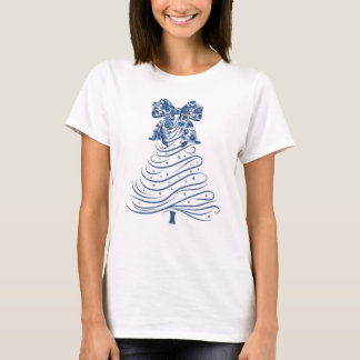 Camiseta Árbol de Navidad Chinoiserie Lazo Azul Navidad