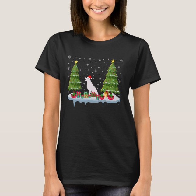 Camiseta Árbol de Navidad collie de borde iluminando la fea (Anverso)