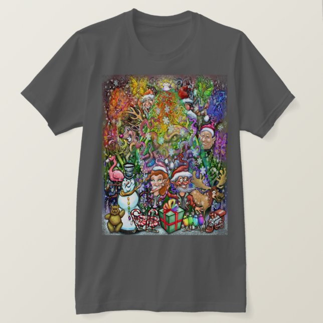Camiseta Árbol de Navidad con Adornos (Anverso del diseño)