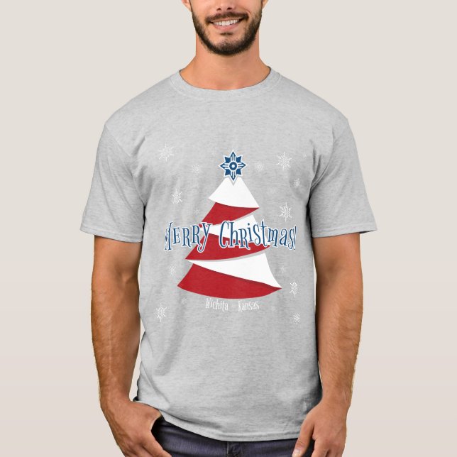 Camiseta Árbol de Navidad con bandera wichita (Anverso)