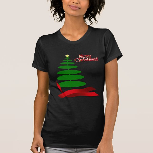 Camiseta Árbol de Navidad con cinta roja (Anverso)