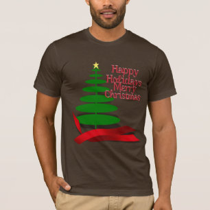 Camiseta Árbol de Navidad con cinta roja