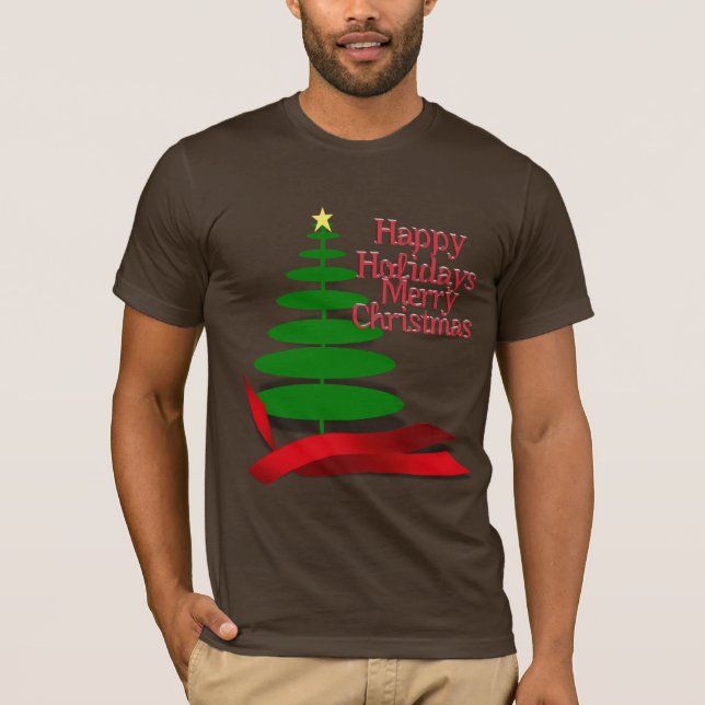 Camiseta Árbol de Navidad con cinta roja (Anverso)