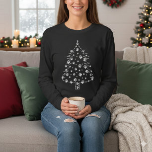 Camiseta Árbol de Navidad con Huellas de Perro   Amante de 
