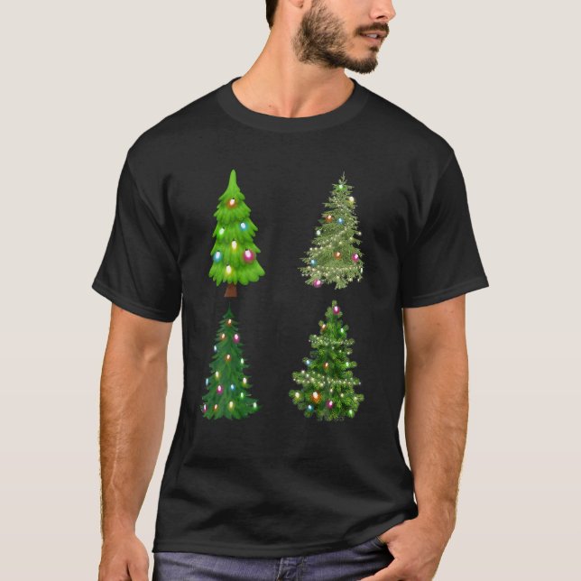 Camiseta Árbol de Navidad con luz de árbol de pino liviano  (Anverso)