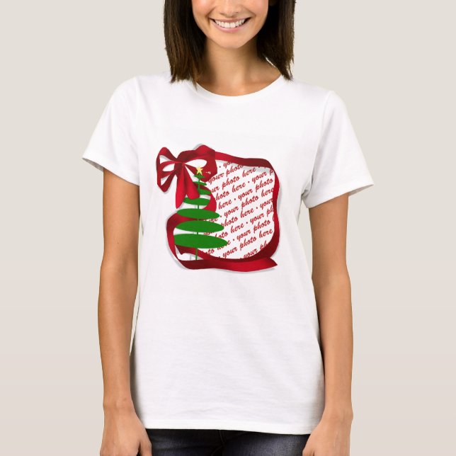 Camiseta Árbol de Navidad con marco fotográfico de cinta ro (Anverso)