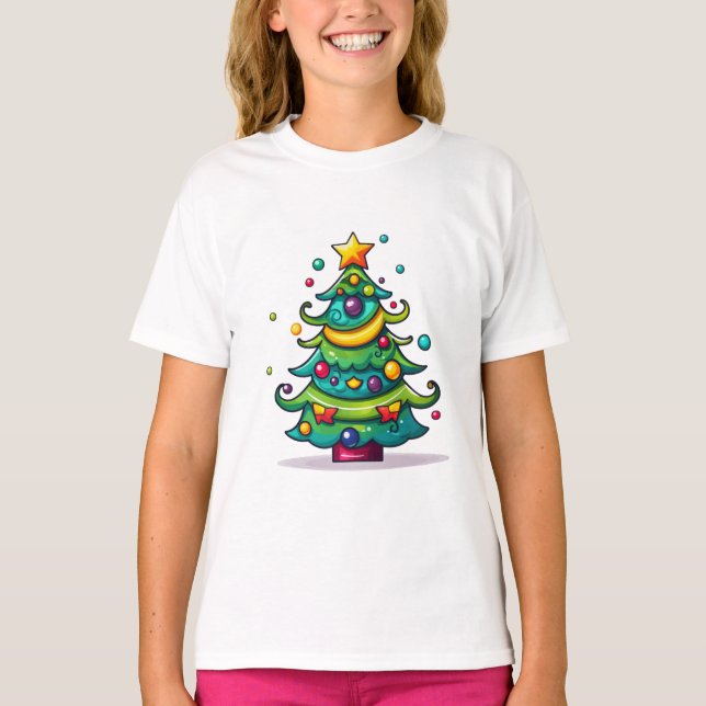 Camiseta Árbol de Navidad con ornamentos (Anverso)