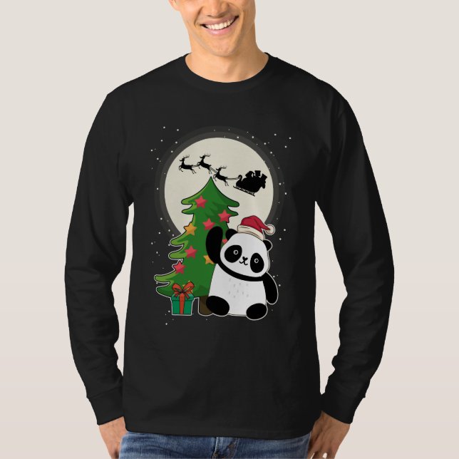 Camiseta Árbol de Navidad con regalo de Navidades Panda (Anverso)