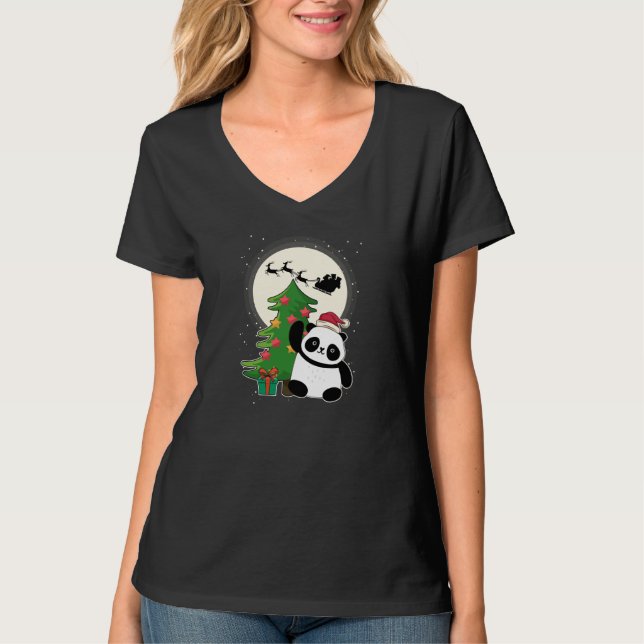 Camiseta Árbol de Navidad con regalo de Navidades Panda (Anverso)